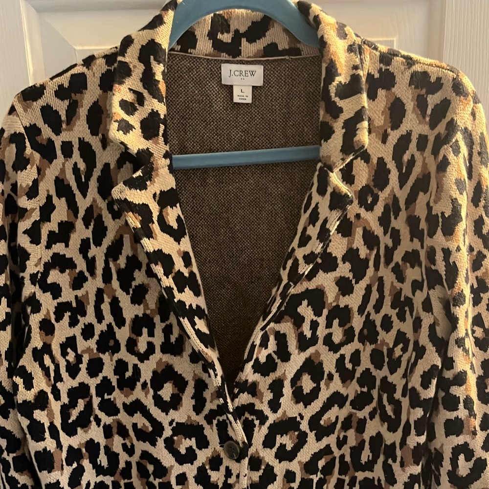 Jcrew sweater blazer leopard size large